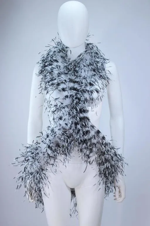 ELIZABETH MASON COUTURE White Ostrich Wrap, Rhinestone Closure