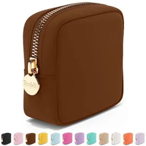 Embla Makeup Bag Travel Cosmetics Pouch and Toiletry Bag, Nylon Zipper Pouch Purse, Cute Make Up Organizer Storage Tote for Women Girls, Waterproof Travel Skincare Case, Small Makeup Bags, Coco