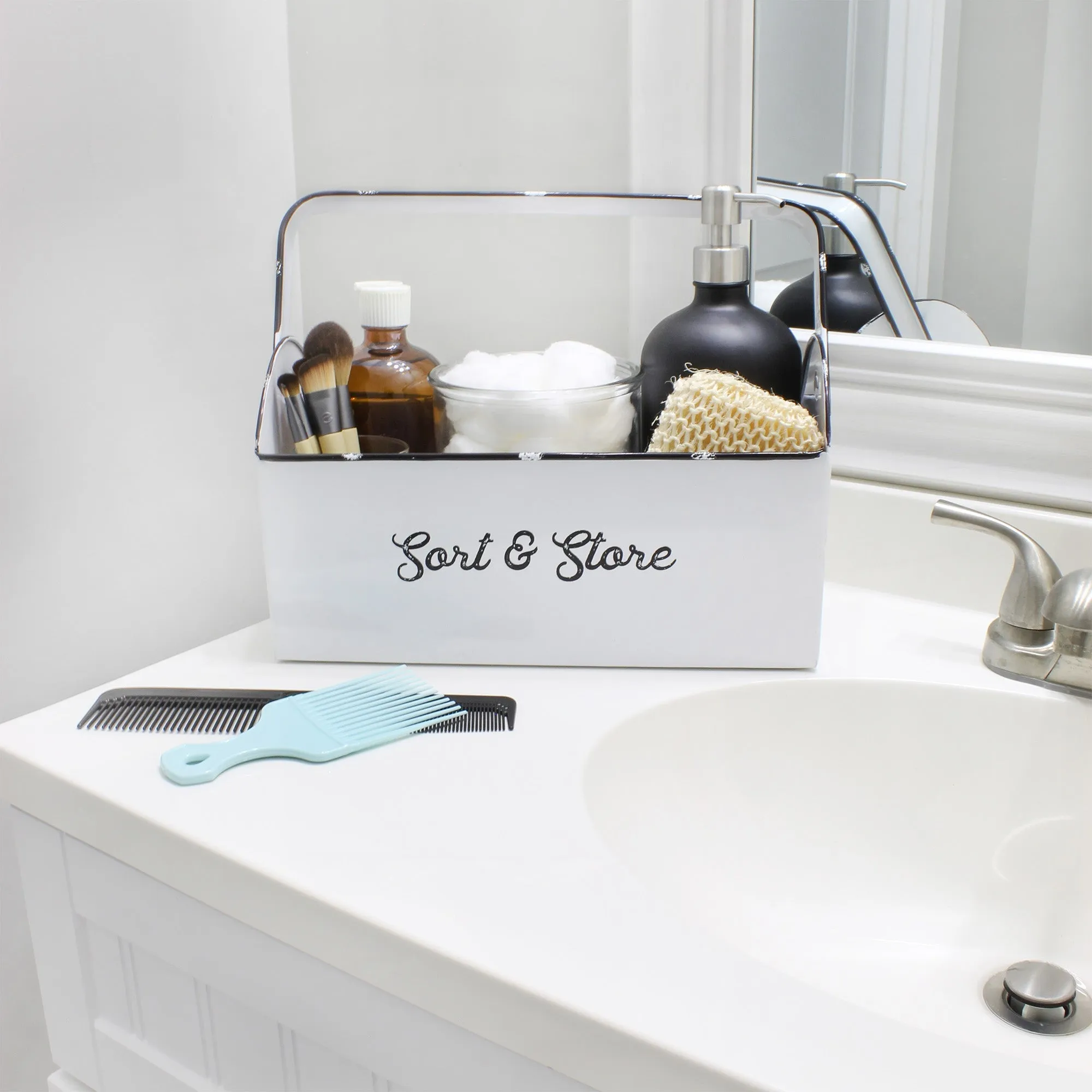 Enamelware Farmhouse Caddy with Handle