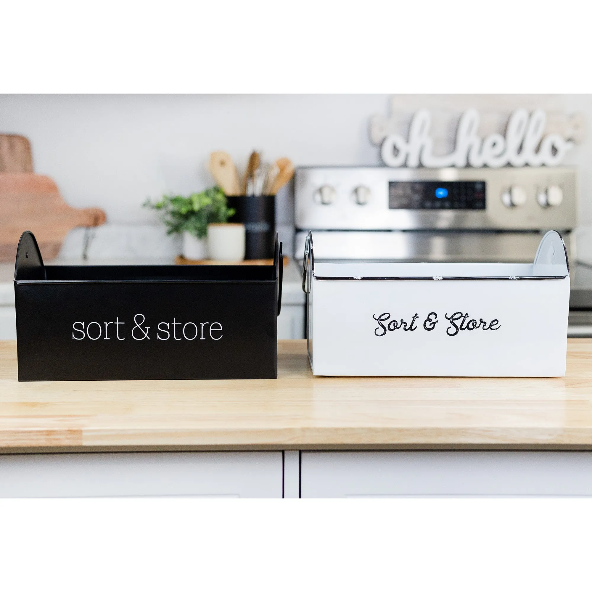 Enamelware Farmhouse Caddy with Handle