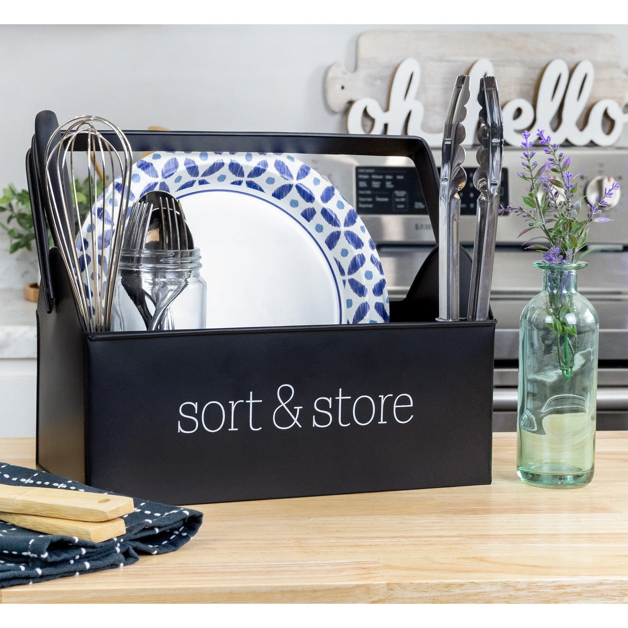 Enamelware Farmhouse Caddy with Handle
