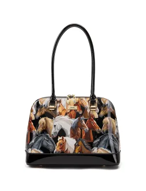EQUESTRIAN  PATENT LEATHER HANDBAG- SF24-0758