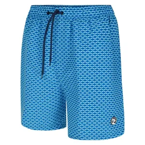 Espionage Geometric Print Beach Short For Men in Bright Blue, 2XL-8XL