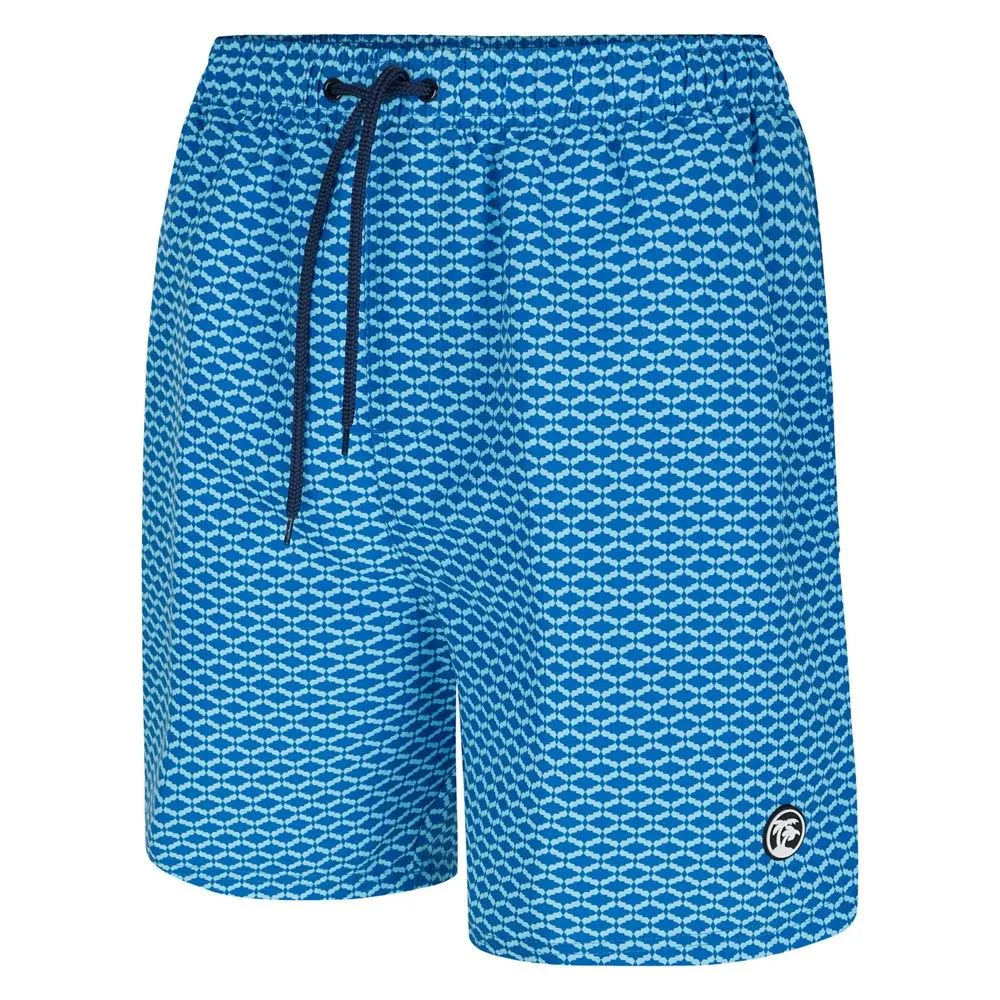 Espionage Geometric Print Beach Short For Men in Bright Blue, 2XL-8XL
