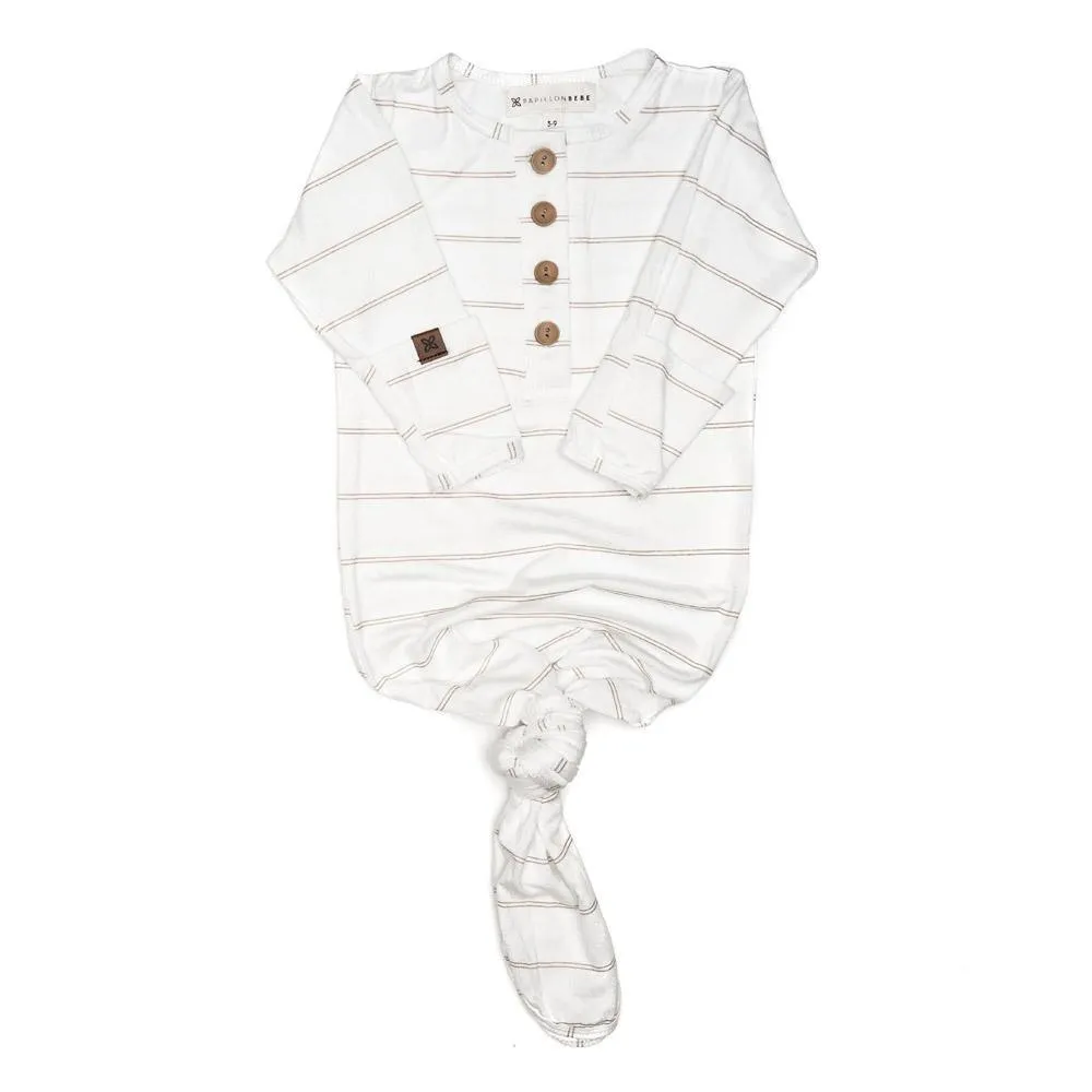 Fawn Striped Everything Knotted Newborn Gown