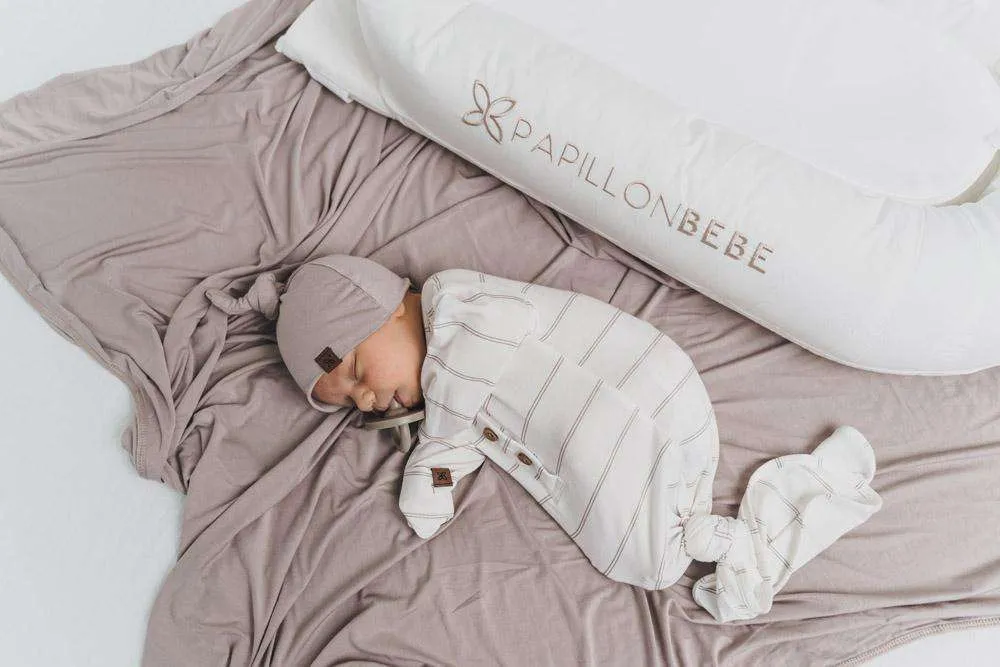 Fawn Striped Everything Knotted Newborn Gown