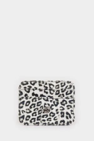Female Leopard Patterned Faux Leather Card Holder