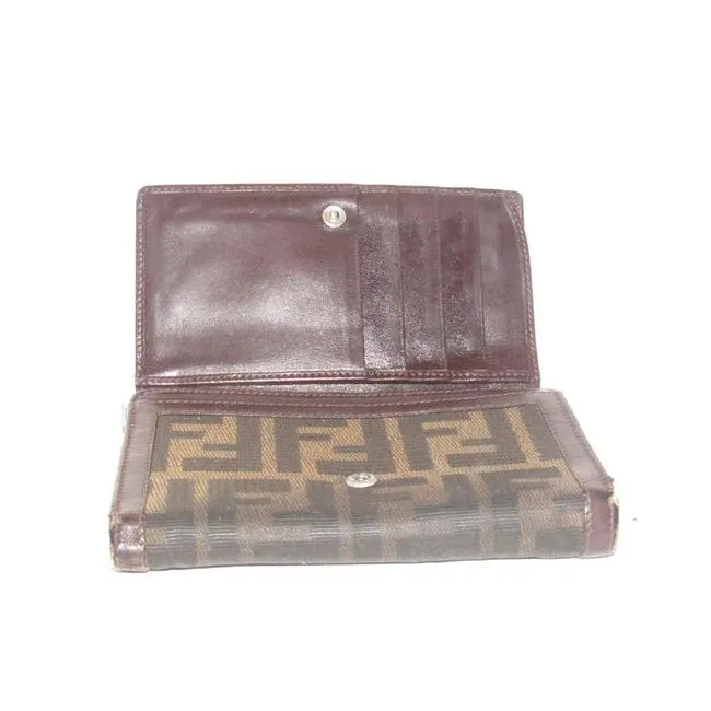 Fendi Tobacco Zucca Print Tri Fold Unisex Wallet