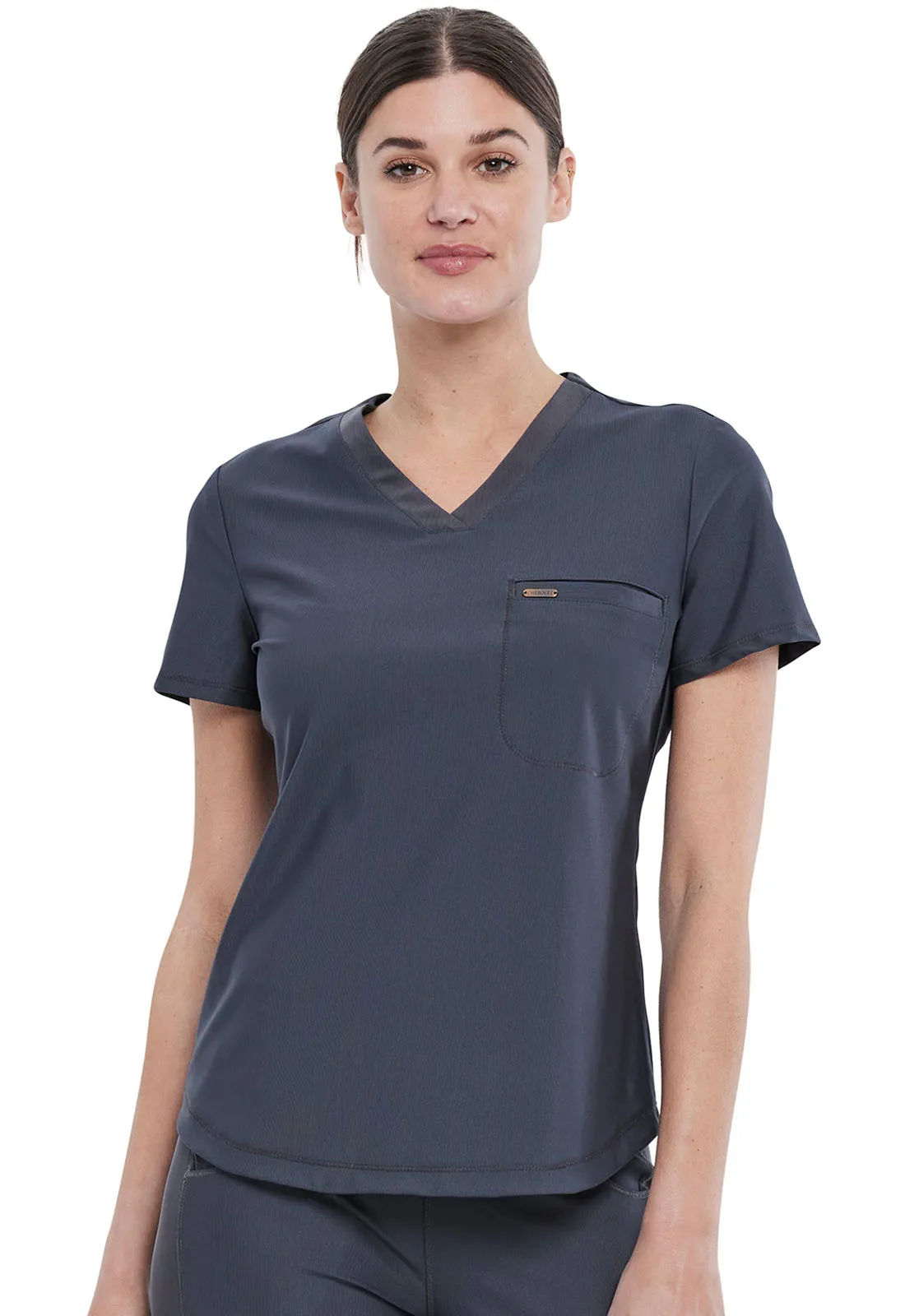 Form CK819 Tuckable V-Neck Top Pewter