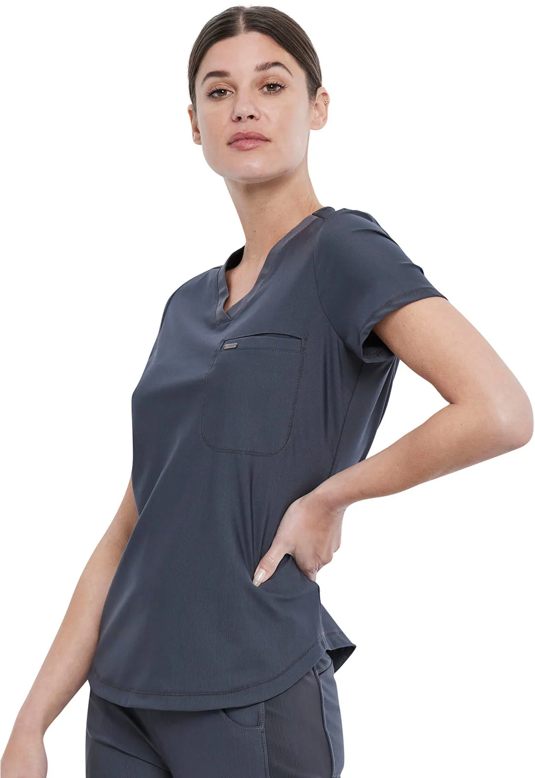 Form CK819 Tuckable V-Neck Top Pewter