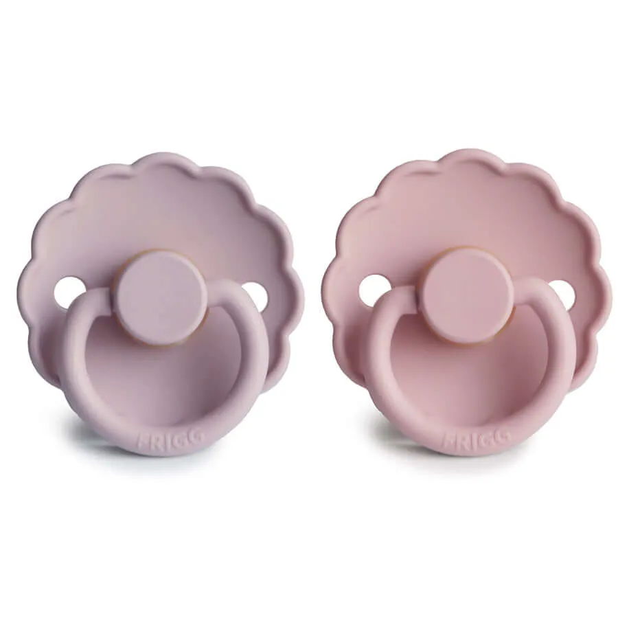 FRIGG Daisy Natural Rubber Pacifier 2-Pack | Baby Pink/Soft Lilac