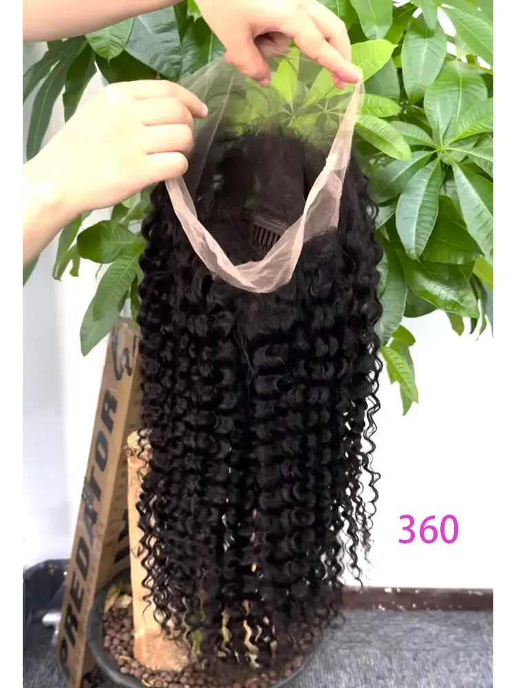 Frontal Wig 360 Curly 100% Human Hair  No Tangle Thick Unprocessed Malaysian Hair