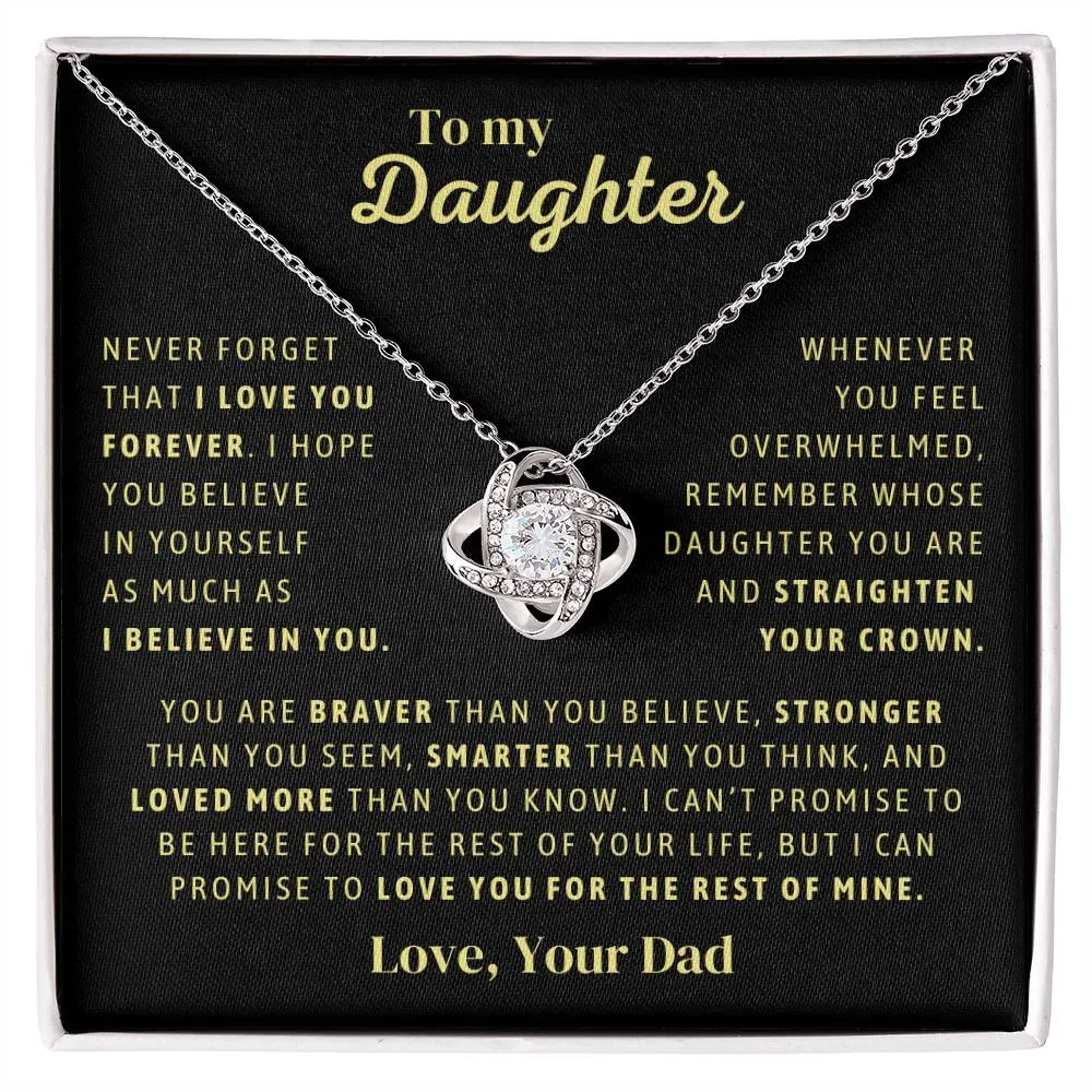 Gift From Dad, To My Daughter Necklace, Love Knot Necklace, Daughter Jewelry