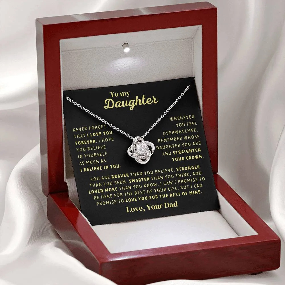 Gift From Dad, To My Daughter Necklace, Love Knot Necklace, Daughter Jewelry