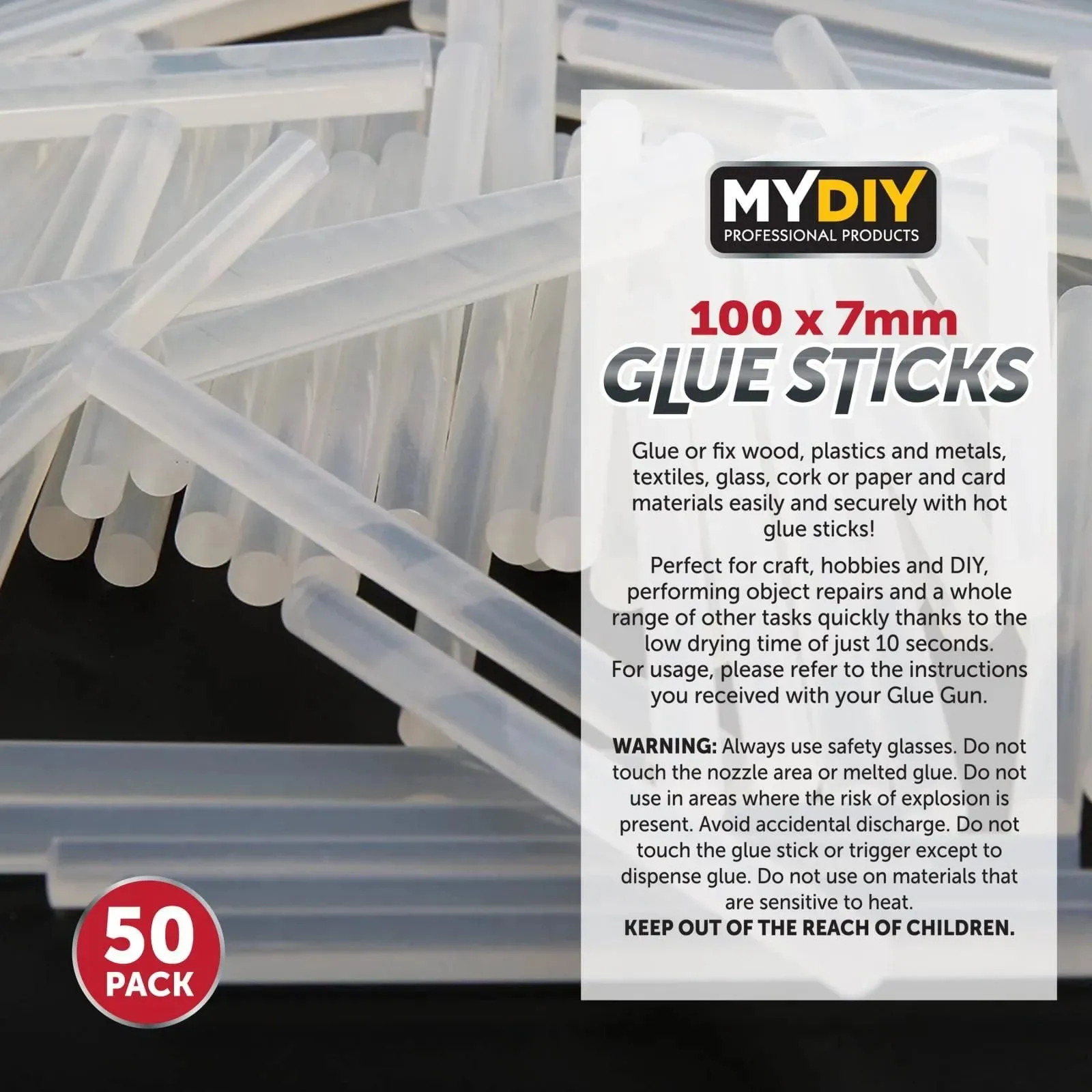 Glue Sticks 7mm x 100mm  - 50 Pack
