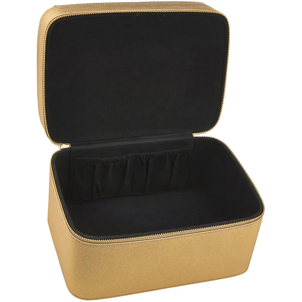 Gold Medium Cosmetic Train Case - Storage &amp; Organizer for Nail Tools &amp; Cosmetics - Each