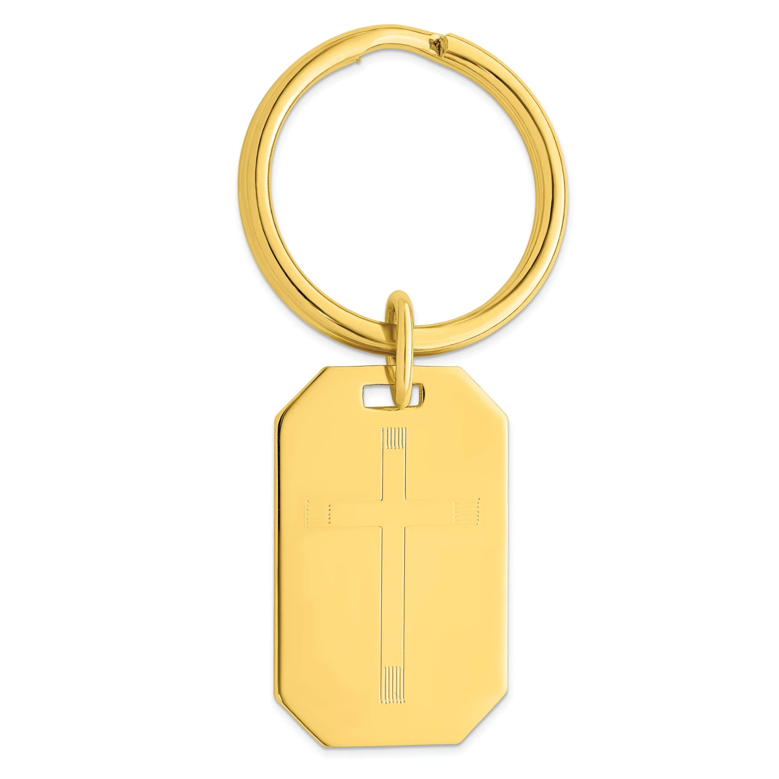 Gold Plated Cross Engravable Key Ring