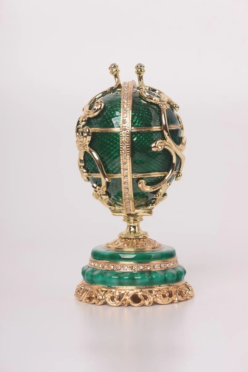 Green Faberge Egg with a Removable Flower Bouquet