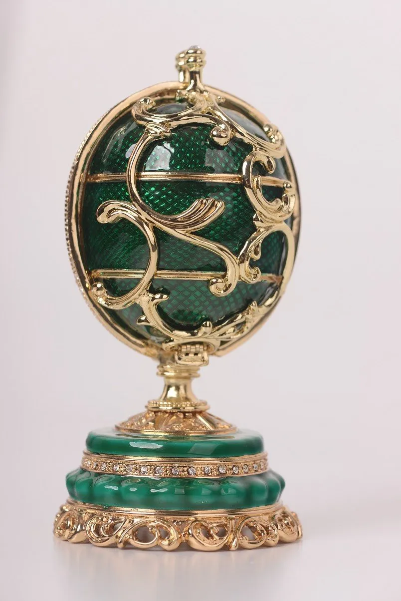 Green Faberge Egg with a Removable Flower Bouquet