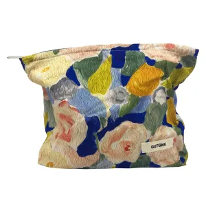 GUTGNK Cotton Ladies Cosmetic Bag, Large Capacity Canvas Cosmetic Bag Travel Toiletry Bag Accessories Organizer, Monet Flower