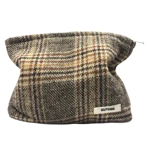 GUTGNK Women's Cosmetic Bag, Plaid Travel Cosmetic Bag Small Cosmetic Bag Skin Care Cosmetic Change and Wash Convenient Handbag Zipper Storage Bag