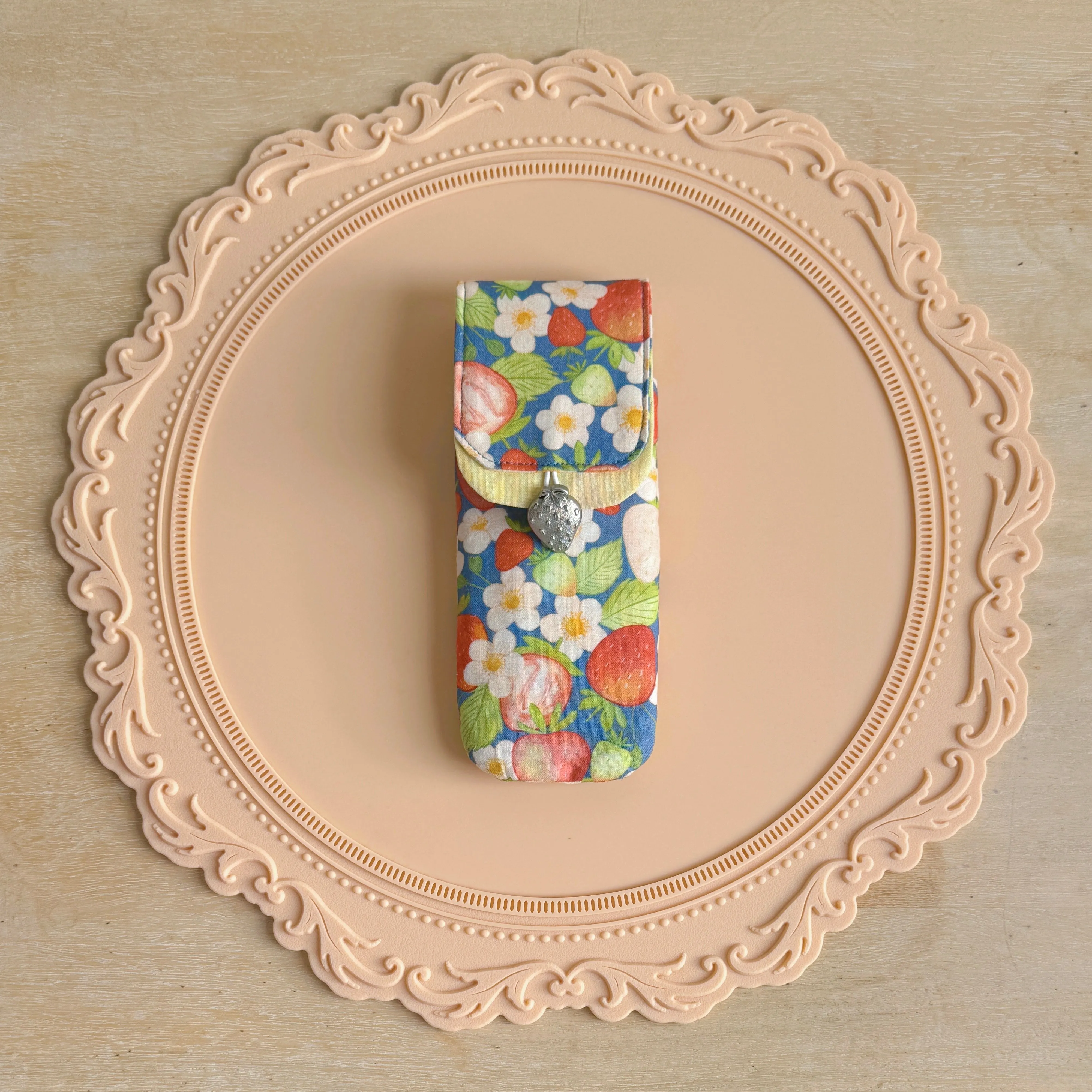 Handmade Strawberry x Cheesecake 3 Slot Pen Case