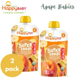 Happy Baby Happy Tot Superfoods - Bananas, Peaches & Mangos   Super Chia 120g (2 PACK BUNDLE) Exp: 12/25