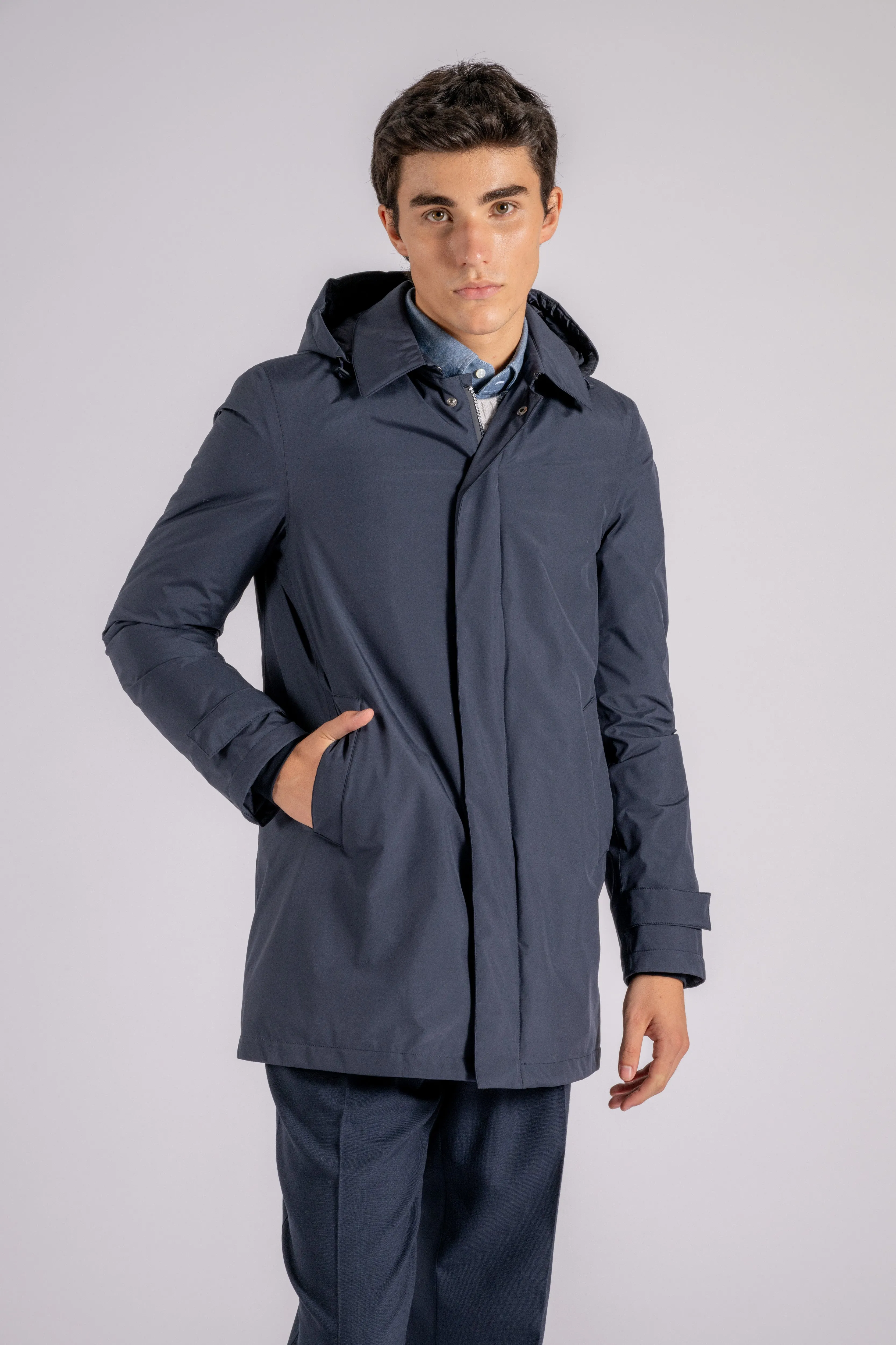 Herno Piumino Carcoat con Cappuccio Gore-Tex Blu