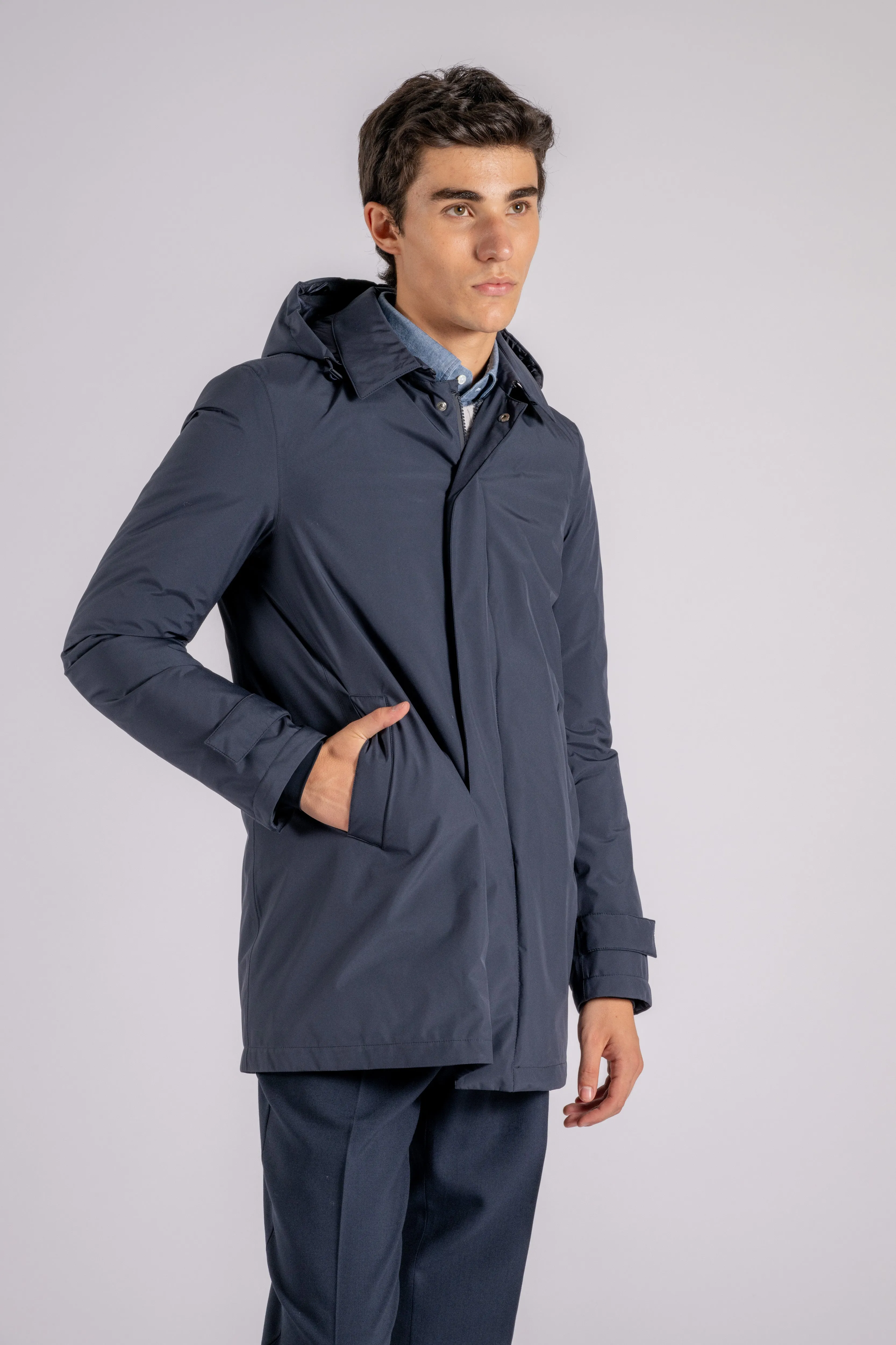 Herno Piumino Carcoat con Cappuccio Gore-Tex Blu