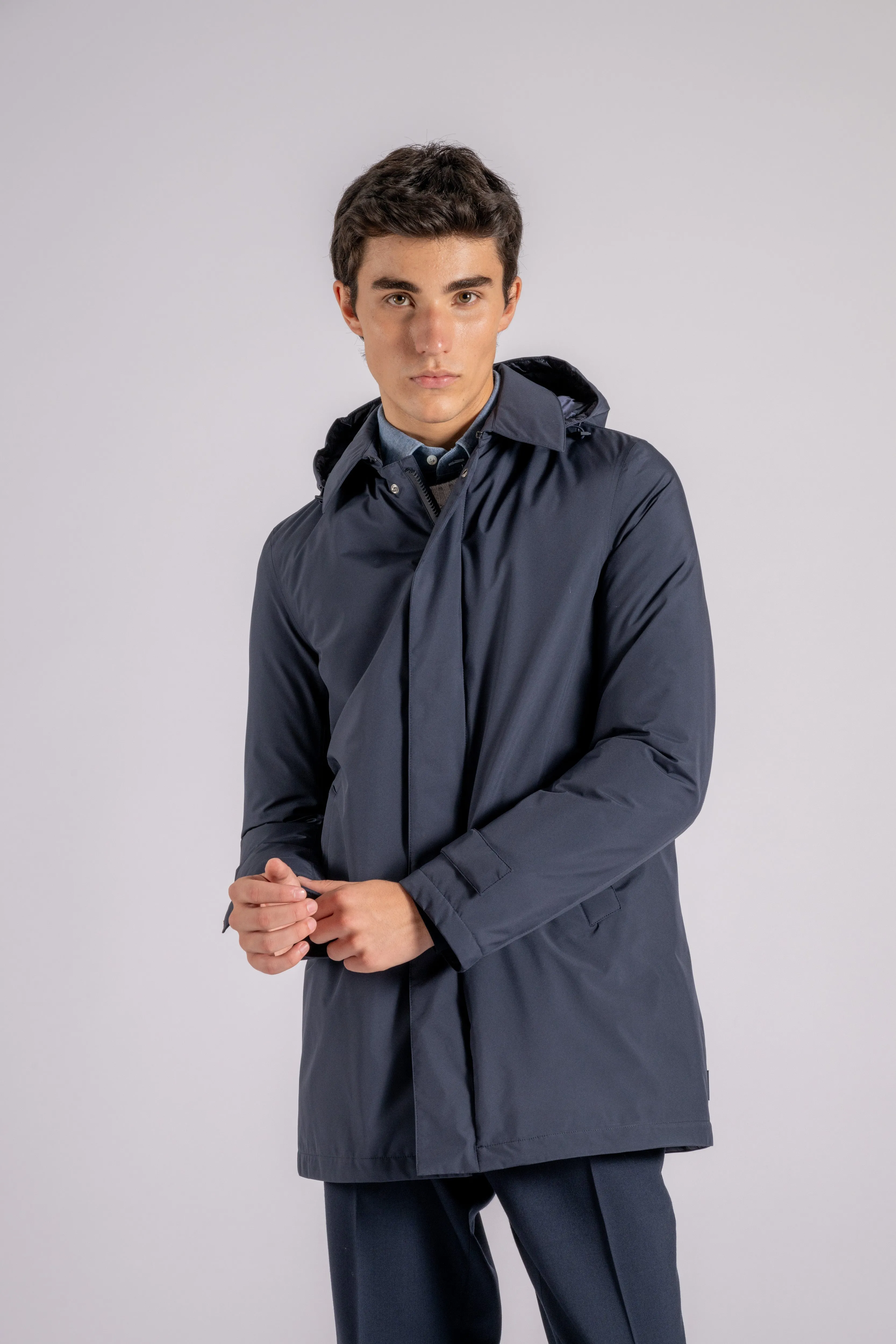 Herno Piumino Carcoat con Cappuccio Gore-Tex Blu