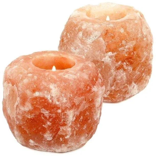 Himalayan Salt Rock Candle Holder, Tea Light 2 Pack! Provide essential health benefits and give the air a freshness