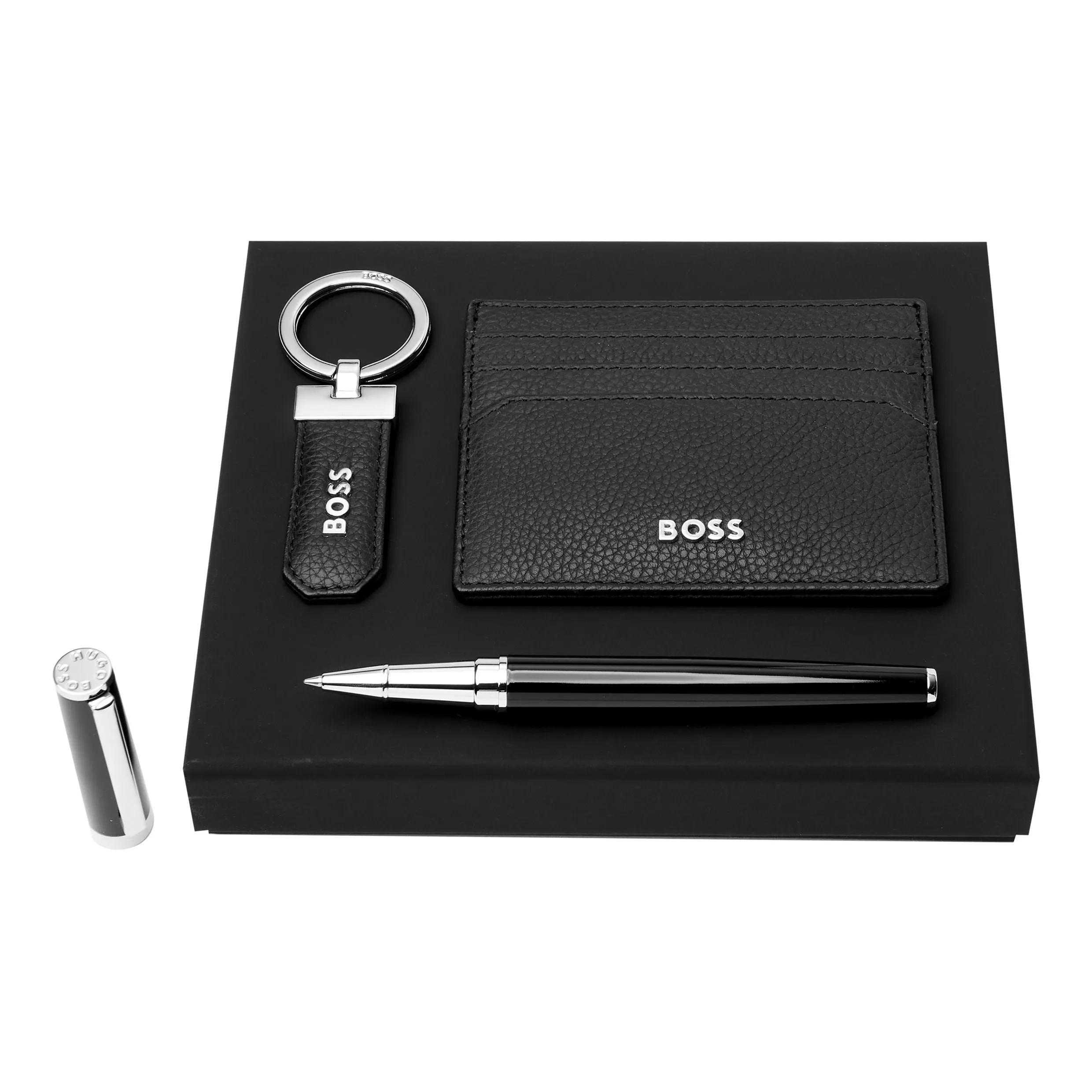 HUGO BOSS HPCKR416A - Set HUGO BOSS Black (rollerball pen, key ring & card holder)