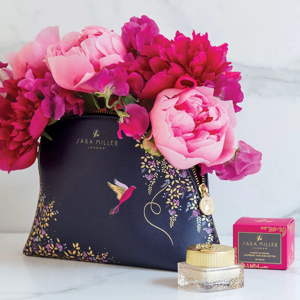 Hummingbird Medium Navy Cosmetic Bag