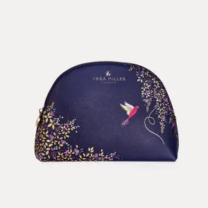 Hummingbird Medium Navy Cosmetic Bag