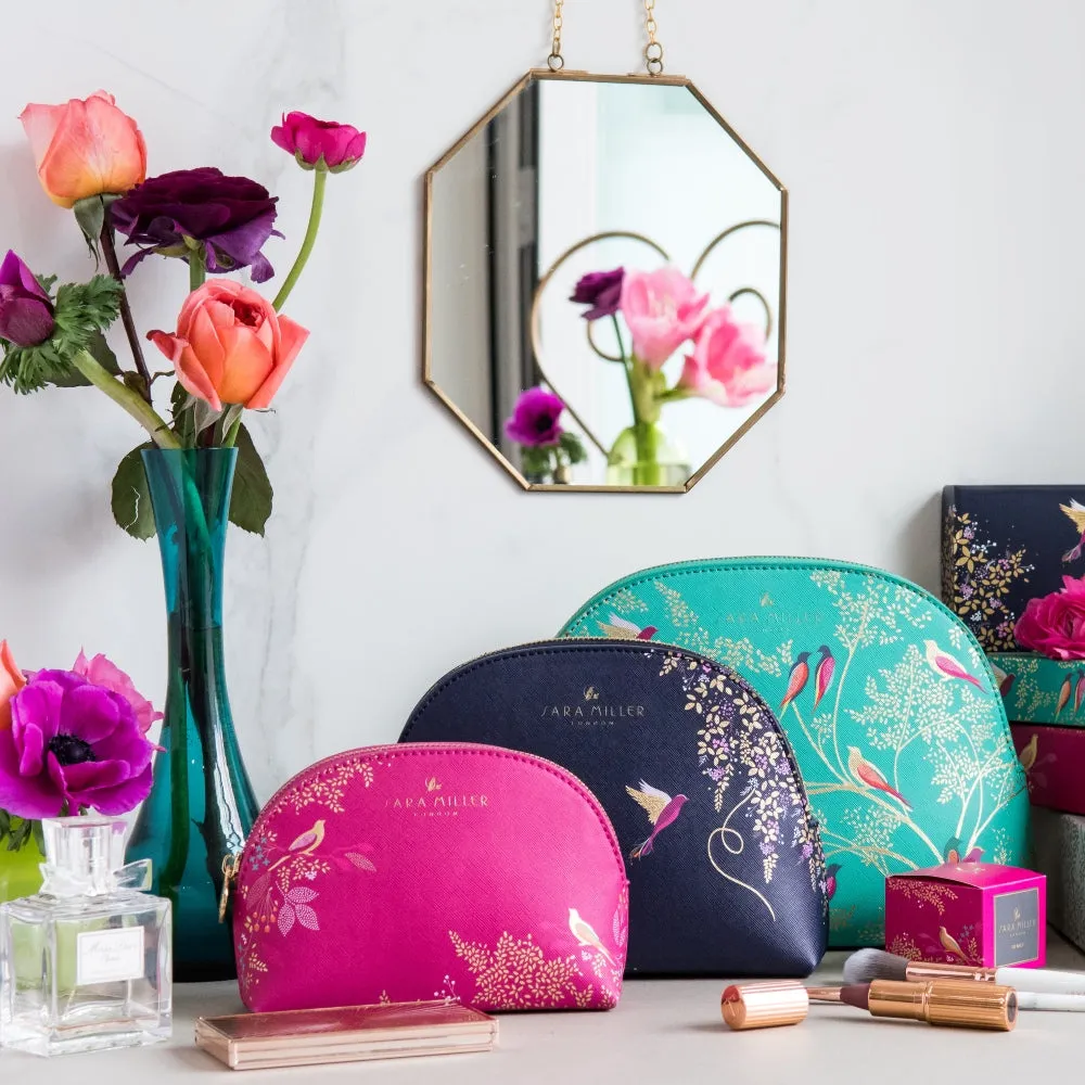 Hummingbird Medium Navy Cosmetic Bag