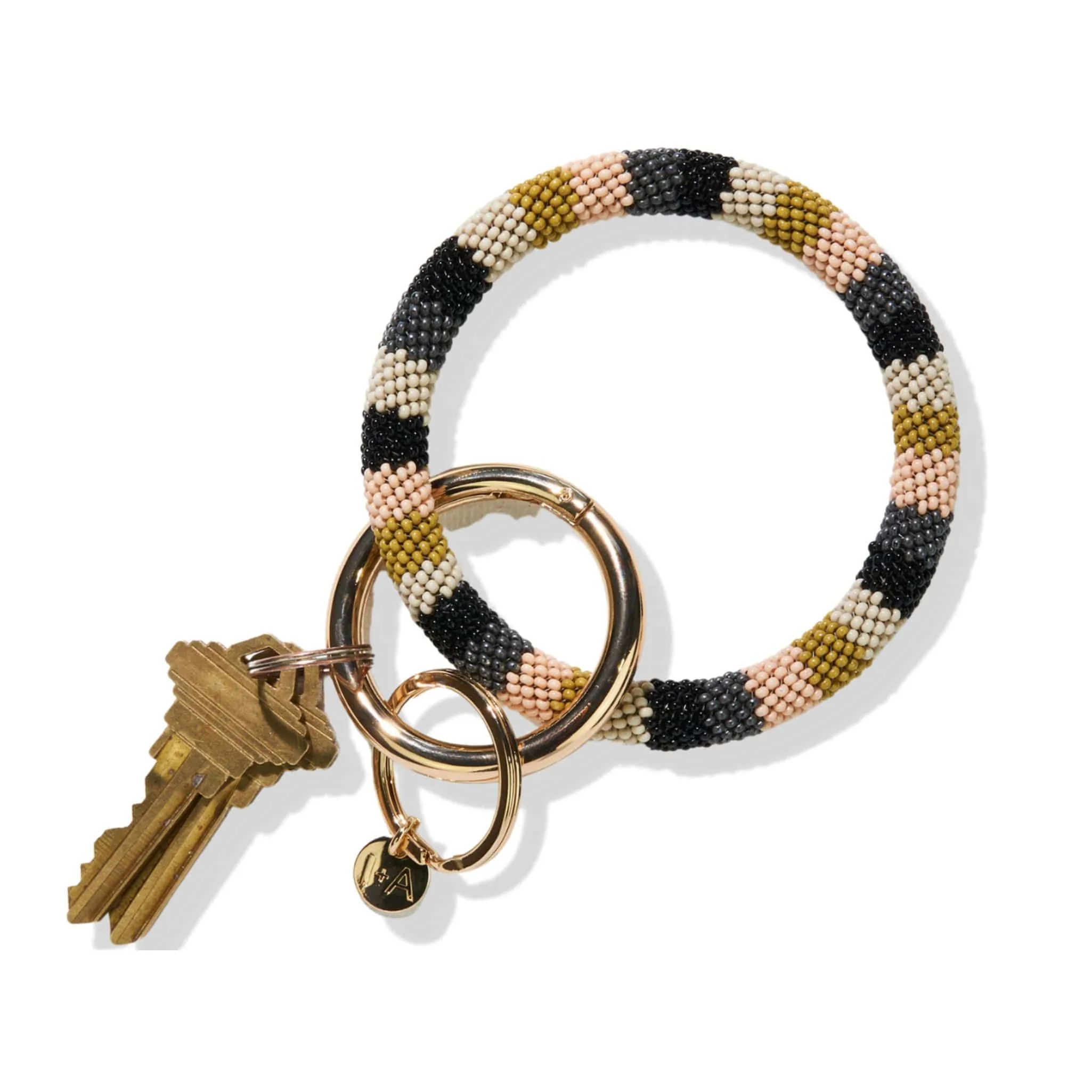 Ink   Alloy Seed Bead Key Ring