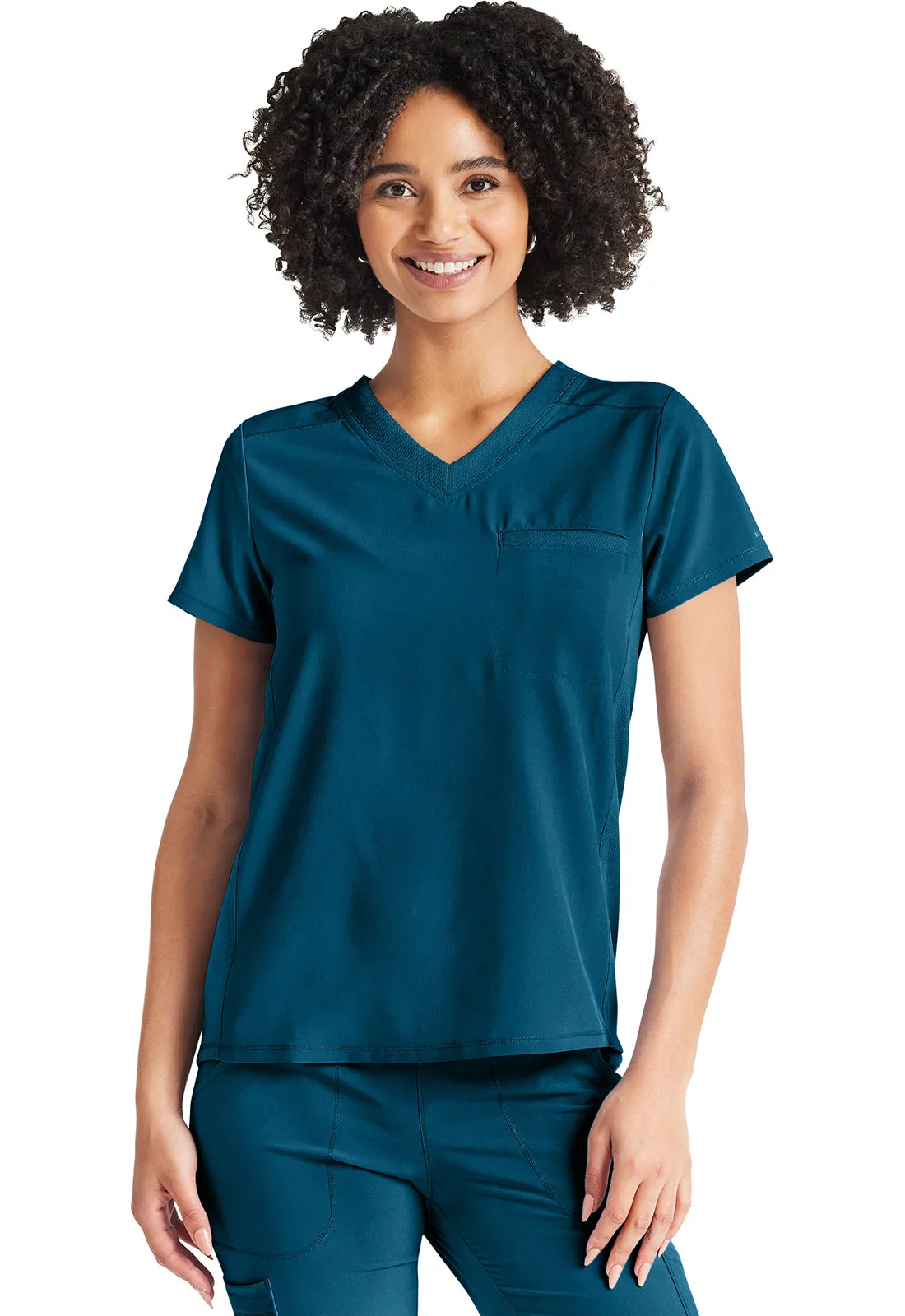 Inspira Flex IP600A V-Neck Tuckable Top Caribbean Blue
