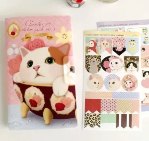 Jetoy Choo Choo cat Paper and Translucent Stickers 8 Sheets (F)