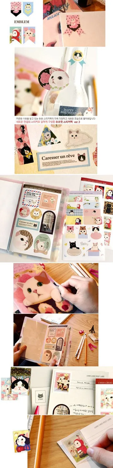 Jetoy Choo Choo cat Paper and Translucent Stickers 8 Sheets (F)
