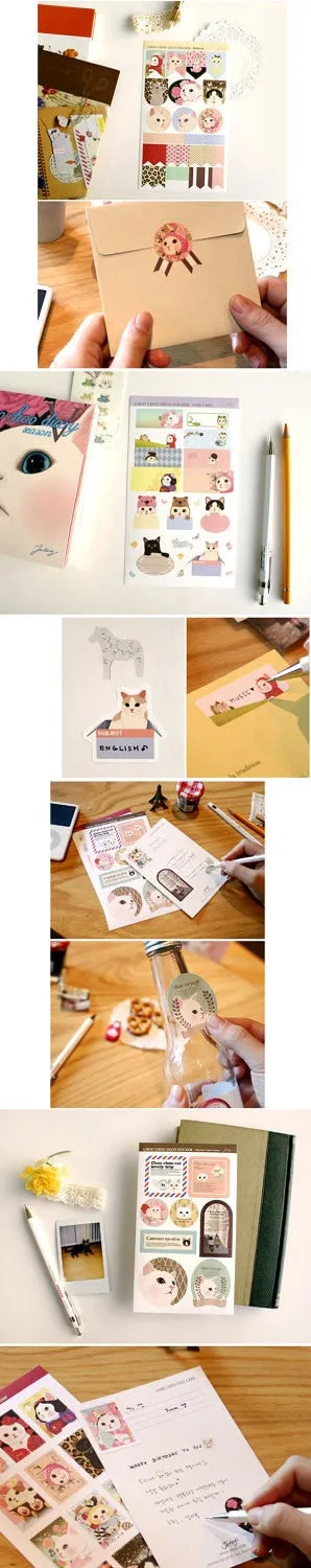 Jetoy Choo Choo cat Paper and Translucent Stickers 8 Sheets (F)