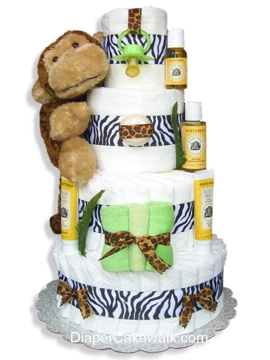 Jungle Safari Diaper Cake - Neutral 4 Tier