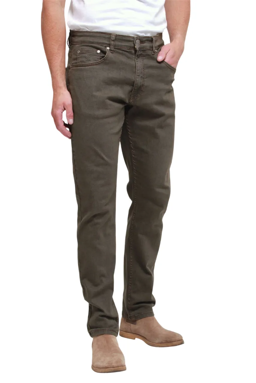 KAM Embossed Regular Fit Jeans For Men in Khaki, 40W to 60W