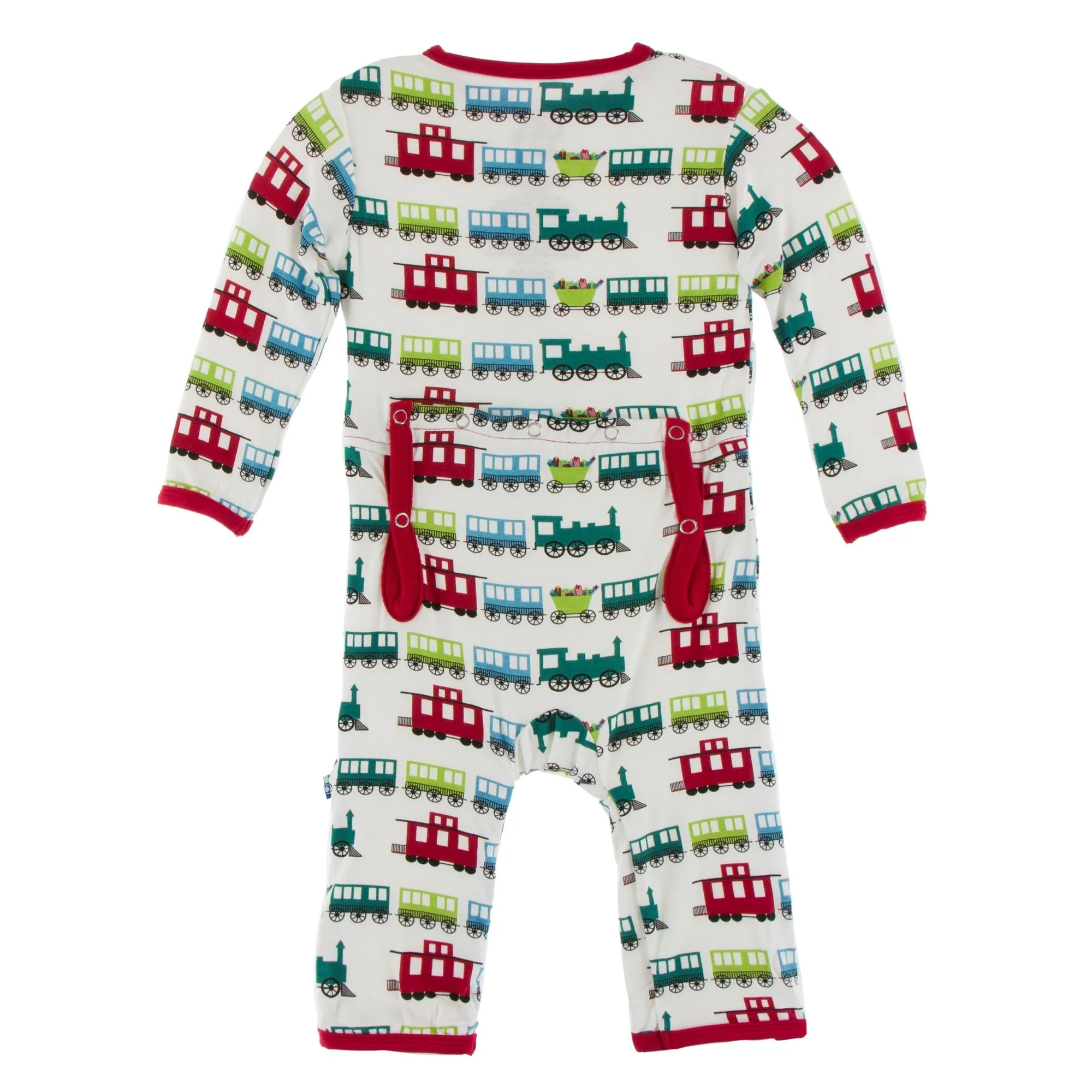 KicKee Pants Natural Toy Train Coverall with Zipper
