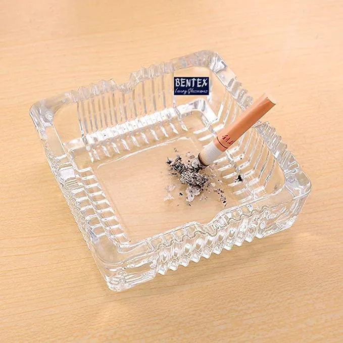 KIDINGTON Square Glass Ashtray For Cigar Cigarette Tabletop Ash Trays for Smoking at Home Indoor Outdoor Stylish Home Decor
