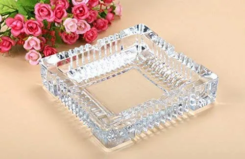KIDINGTON Square Glass Ashtray For Cigar Cigarette Tabletop Ash Trays for Smoking at Home Indoor Outdoor Stylish Home Decor