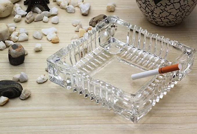 KIDINGTON Square Glass Ashtray For Cigar Cigarette Tabletop Ash Trays for Smoking at Home Indoor Outdoor Stylish Home Decor