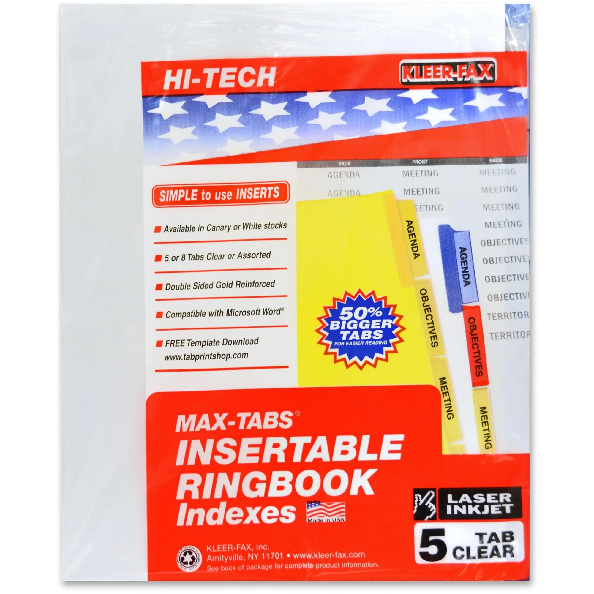 Kleer-Fax 3-HP Insertable Index Dividers