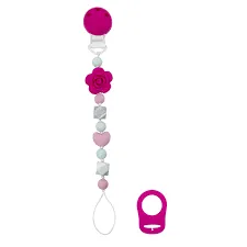 Kushies Silibeads Pacifier Clip- Pink
