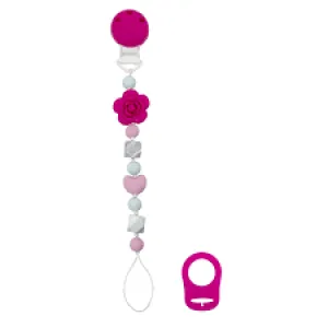 Kushies Silibeads Pacifier Clip- Pink