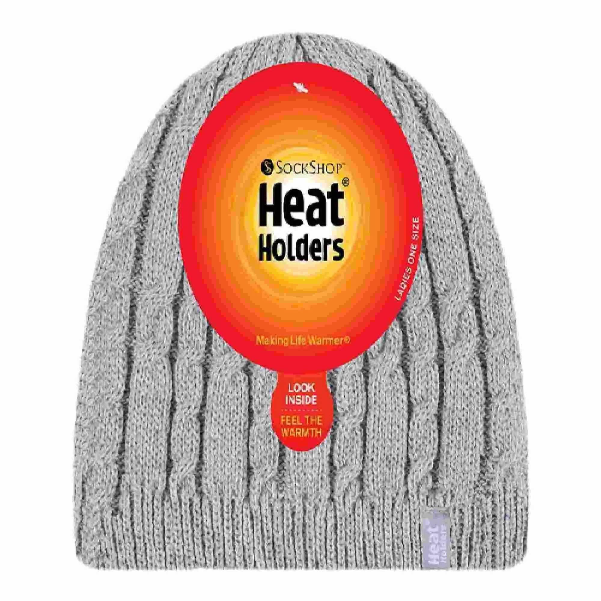 Ladies Cable Knit Fleece Lined Knitted Thermal Beanie Hat